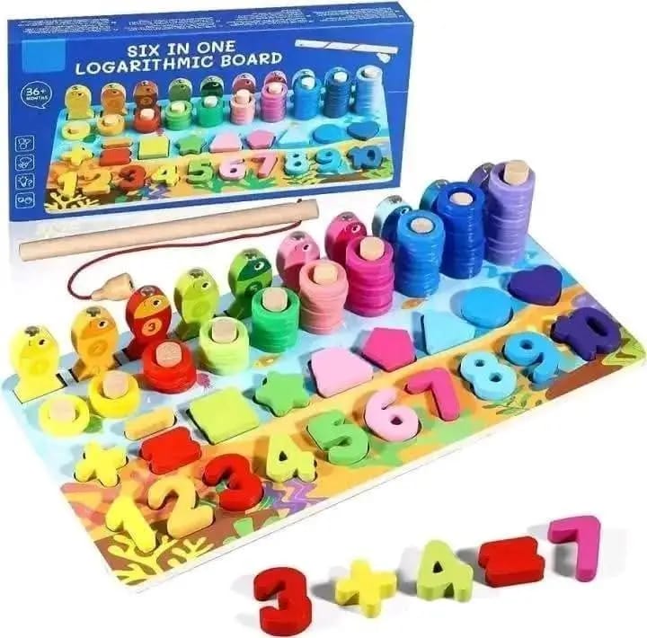 Six-in-One Educational Logarithmic Board (Wooden Multi-Functional Puzzle)
