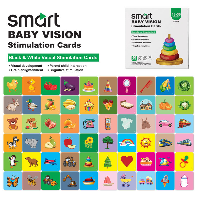 (৩–৩৬ মাস) (90 Cards → 180 Images) Advanced Brain & Vision Development Set🧠 Smart Baby Vision Stimulation Cards