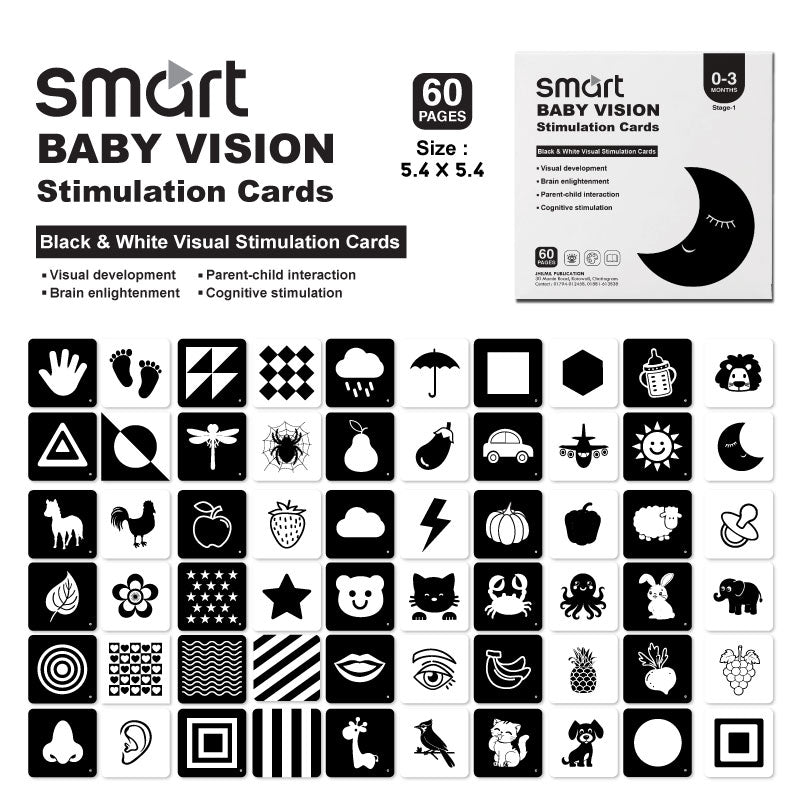 (০–৬ মাস) (60 Cards → 120 Images) The Newborn & Infant Visual Starter Kit ||Smart Baby Vision Stimulation Cards |