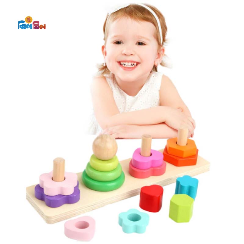 Wooden Four Column Tower Puzzle