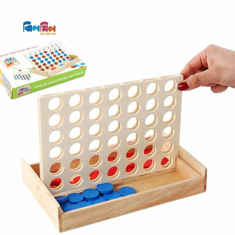 Connect 4 in a Row Wooden Board Game