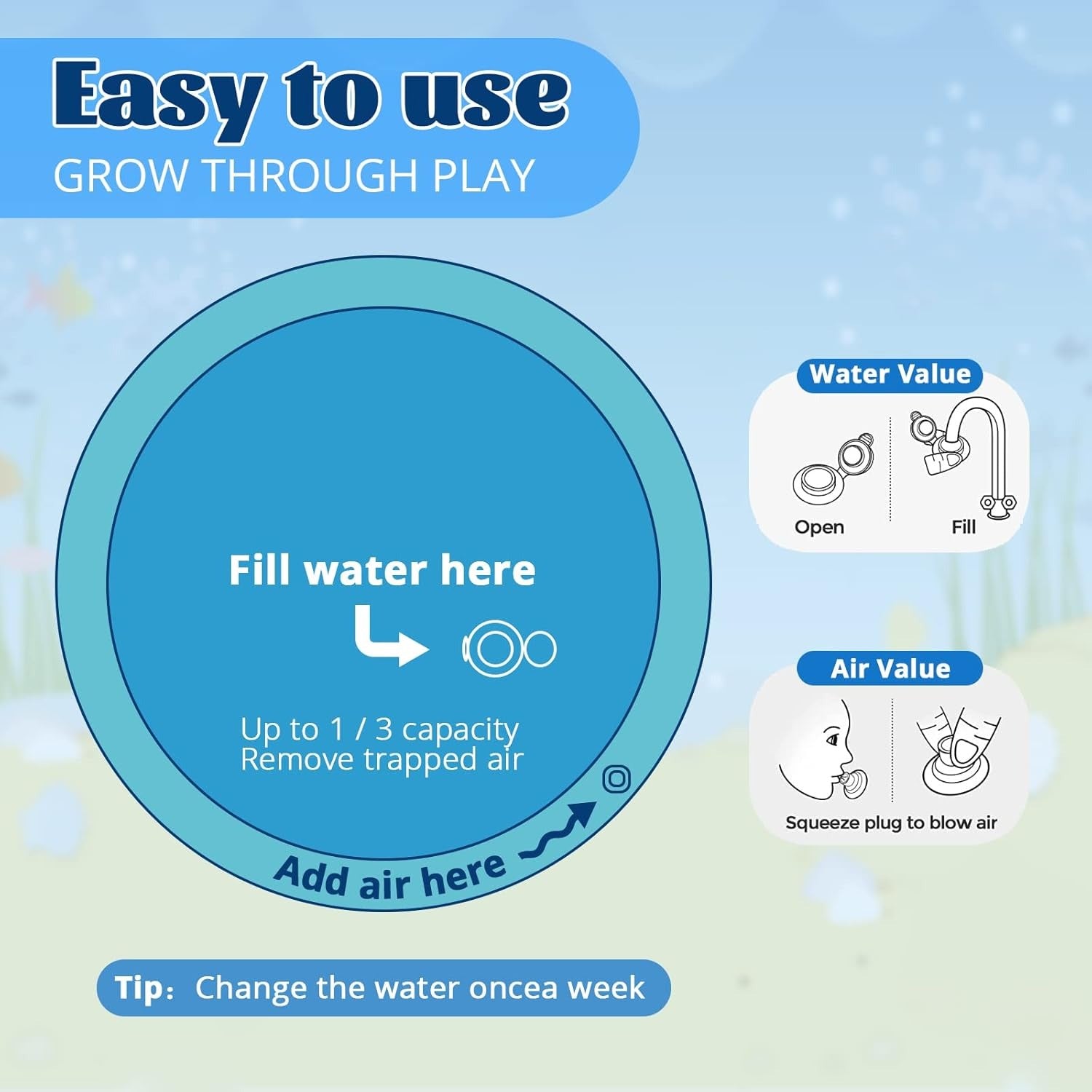 Water Play Mat For Infants and Toddlers Baby Toys Round shape (Large 100 cm)